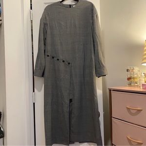 NWT Tibi Asymmetric gingham Lyocell and cotton-blend midi dress